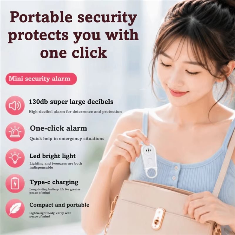 Personal Alarm Keychain - Noodalarm sleutelhanger, draagbaar persoonlijk veiligheidsalarm, luid,